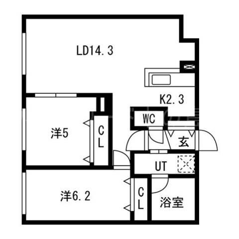 LA.BLOOM(2LDK/3階)の間取り写真