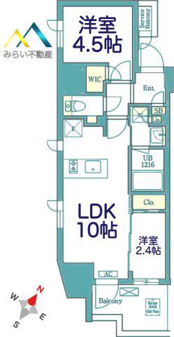 エル・セレーノ横浜関内プリマ(2LDK/11階)の間取り写真