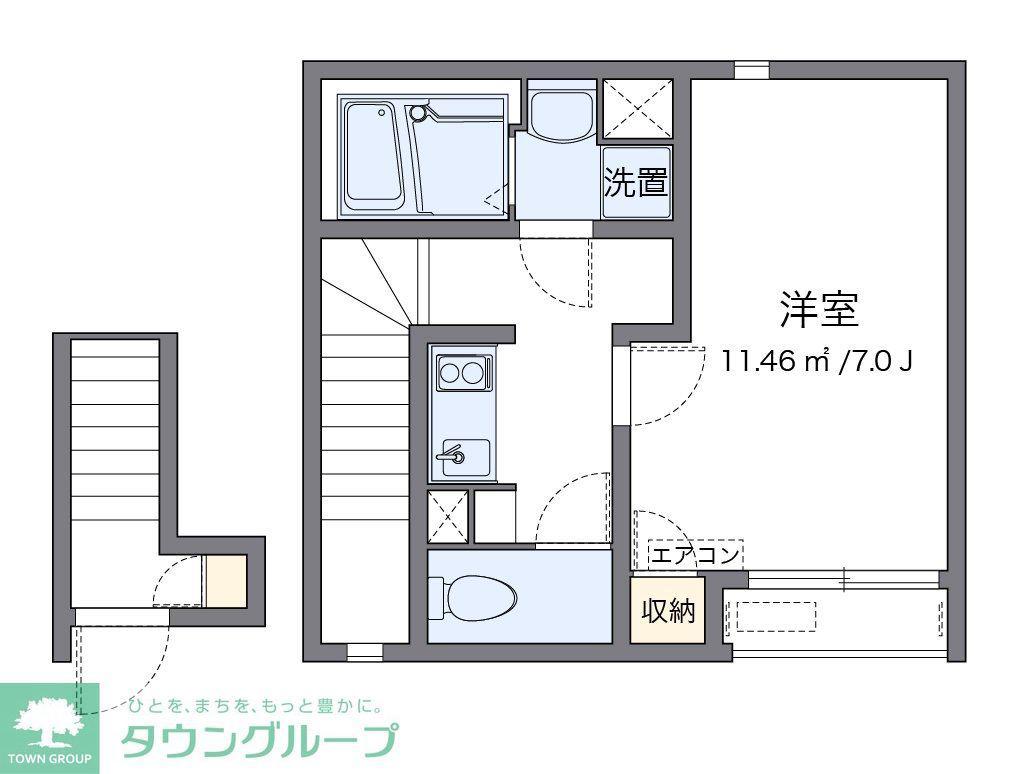 クレイノフローリ(1K/2階)の間取り写真