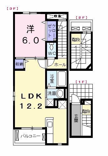 ヴァルト(1LDK/3階)の間取り写真