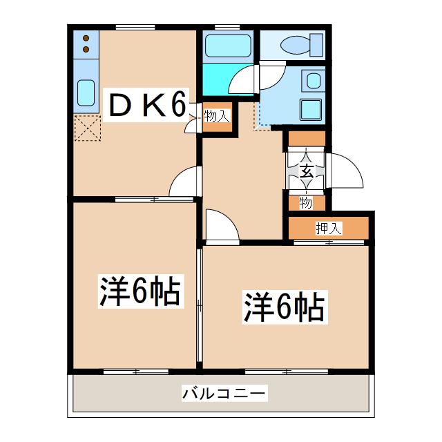 ニューコマガタハイツ(2DK/1階)の間取り写真