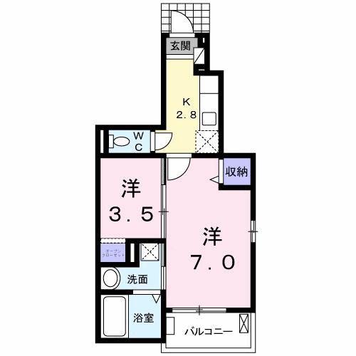 ノ-ル シェル C(1SK/1階)の間取り写真