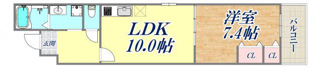 フジパレス須磨鷹取1番館(1LDK/3階)の間取り写真