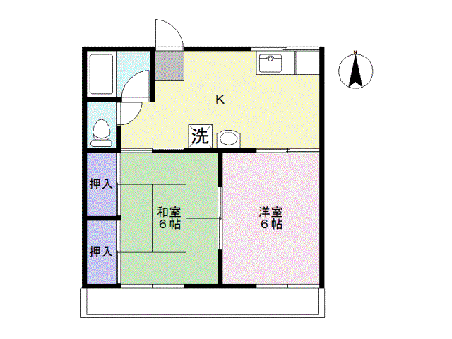 熊坂ハイツ(2K/2階)の間取り写真