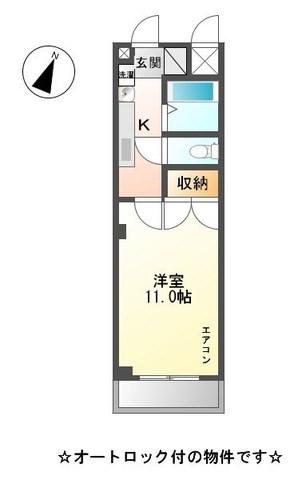 プレジデント・川中(1K/3階)の間取り写真