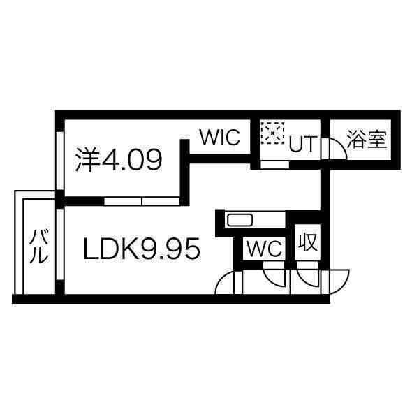 ラ・シュエットシエル(1LDK/4階)の間取り写真
