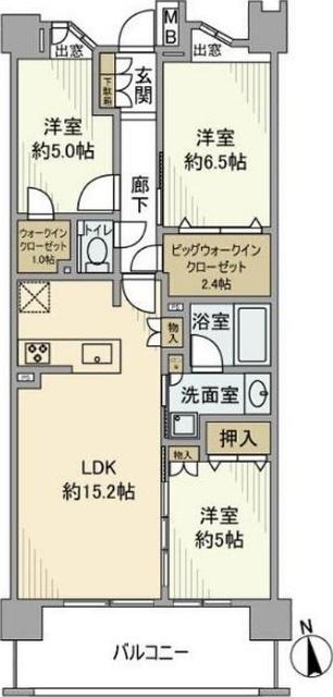 クレストプライムレジデンスアベニュー参番(3LDK/2階)の間取り写真