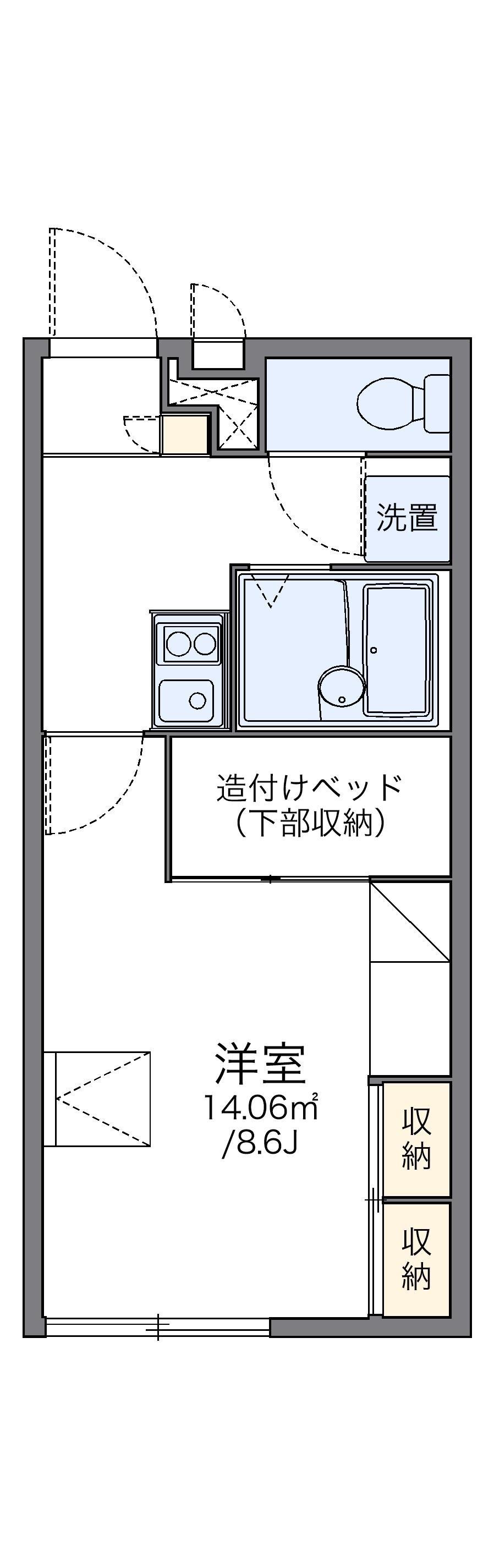 レオパレス御堀(1K/1階)の間取り写真