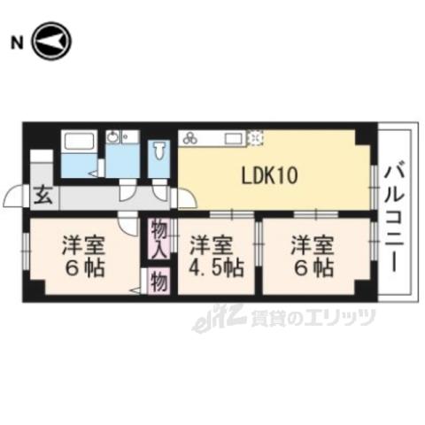 シベール・勧修寺(3LDK/6階)の間取り写真