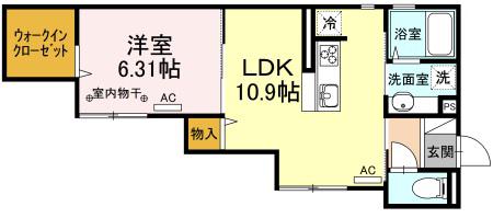 ヴィヴィアン(1LDK/2階)の間取り写真
