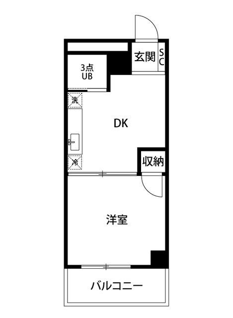 サンファスト中馬込(1DK/5階)の間取り写真