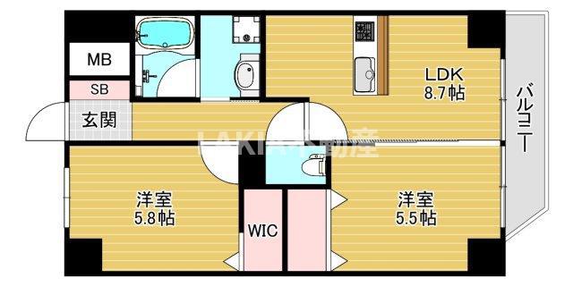 ブラン M(2DK/7階)の間取り写真
