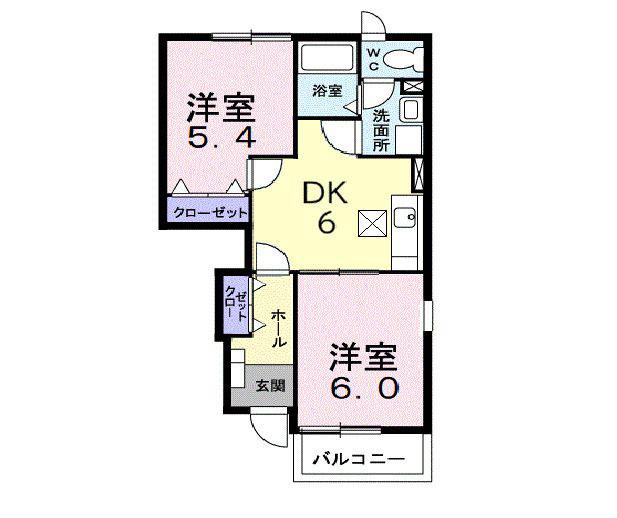 ファミーユB(2K/1階)の間取り写真