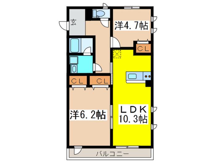 SOCIETY IKEGAMI(2LDK/1階)の間取り写真