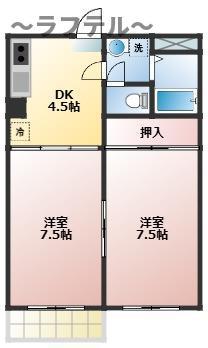 スマイラックスB(2DK/1階)の間取り写真