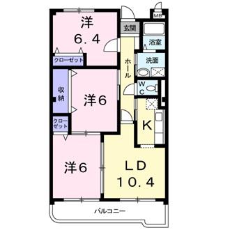 若山ガーデンヒルA棟(3LDK/2階)の間取り写真