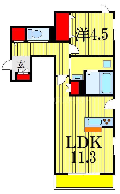 グランディール(1LDK/1階)の間取り写真