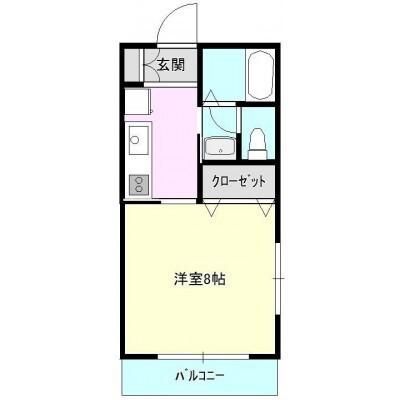 オレンジハイツ(1K/2階)の間取り写真