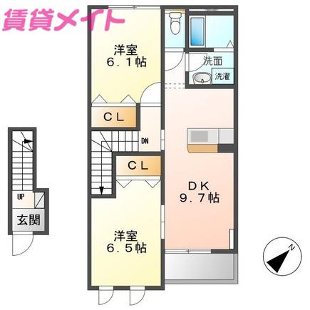 フェアリー(2DK/2階)の間取り写真