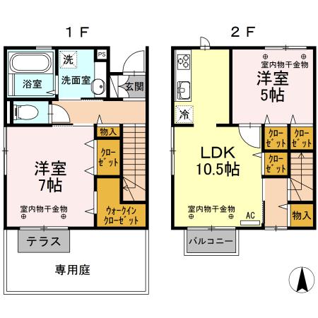 D-ROOMアスカ(2LDK/1階)の間取り写真