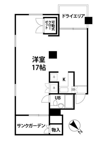 N ケルミス(ワンルーム/1階)の間取り写真