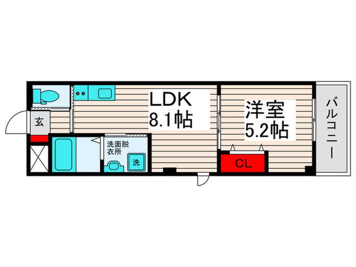 ルミエール高野(1LDK/2階)の間取り写真