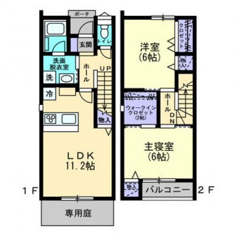 メゾンソルーレ(2LDK/2階)の間取り写真