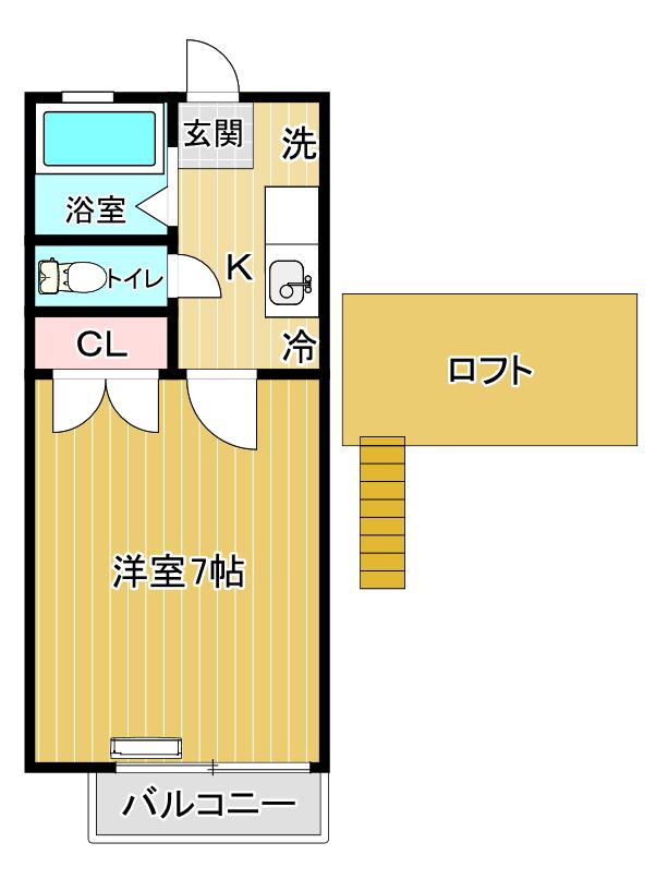 YZCORP原町A(1K/2階)の間取り写真