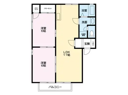 クラフト6(2LDK/2階)の間取り写真