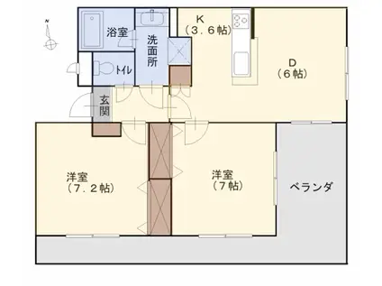 メイクスB棟(2DK/2階)の間取り写真
