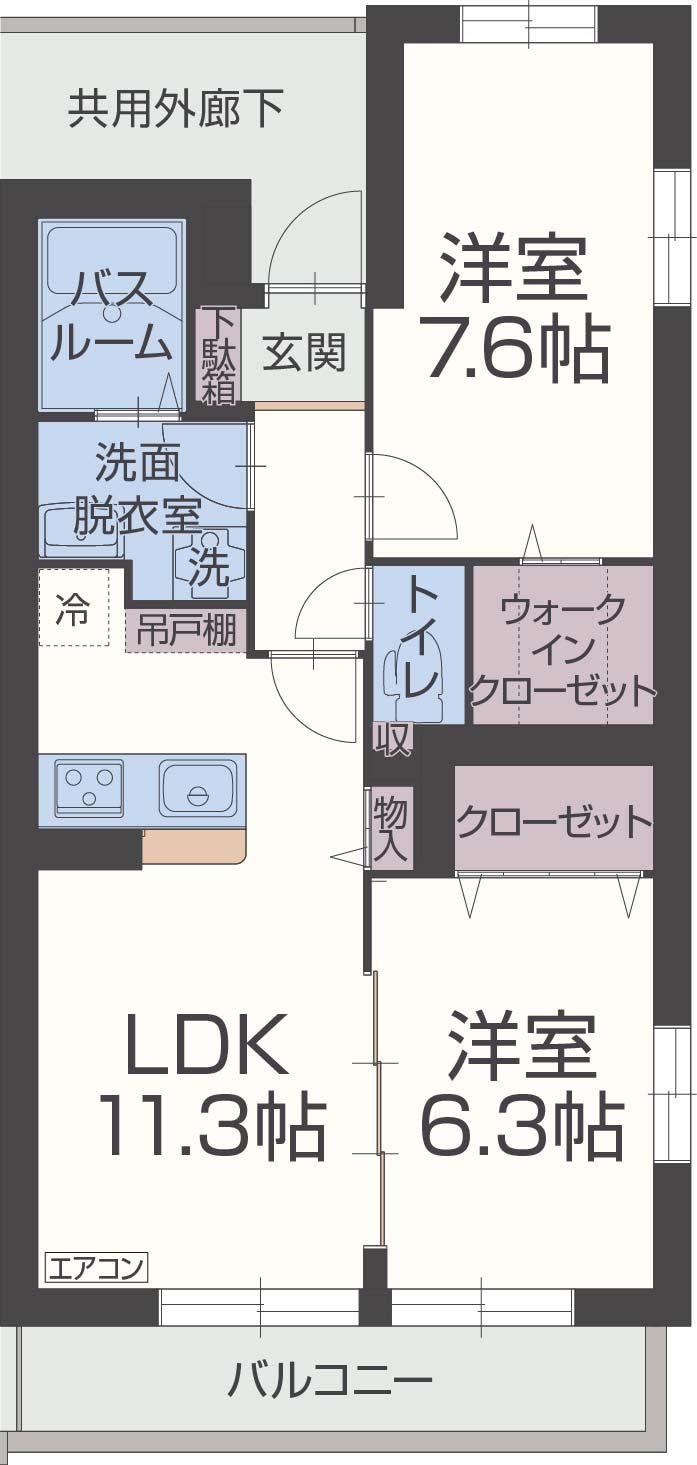 マーベラス竹原(2LDK/1階)の間取り写真
