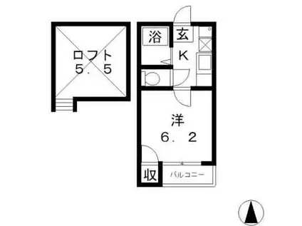 コスモルークス(1K/1階)の間取り写真