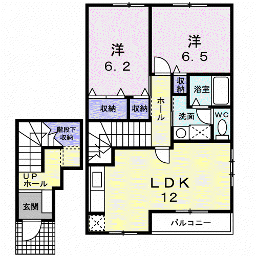 ベールクレール(2LDK/2階)の間取り写真