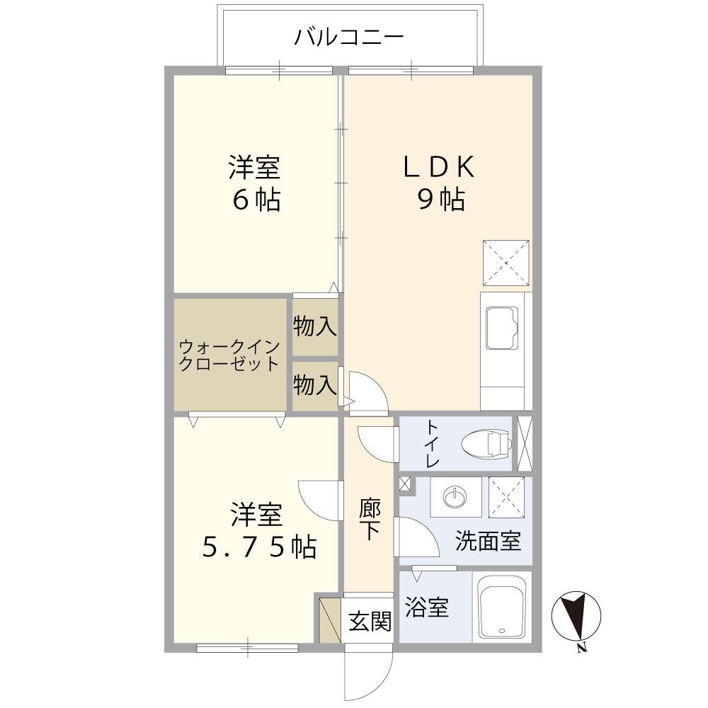 グランデ賀来(2DK/2階)の間取り写真
