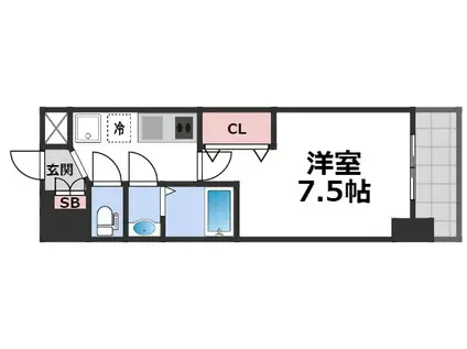 LUXE今里II(1K/13階)の間取り写真