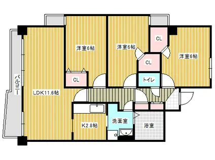 スカイヒルズST(3LDK/4階)の間取り写真