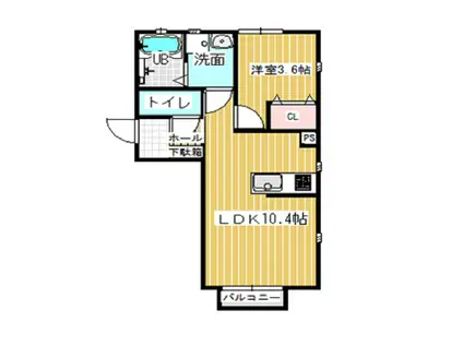 ヴァンクール(1LDK/2階)の間取り写真