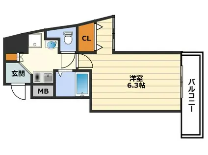 ラナップスクエア中之島公園(1K/4階)の間取り写真