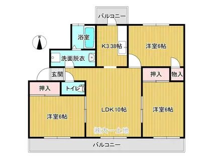 里川口レジデンス(3LDK/3階)の間取り写真