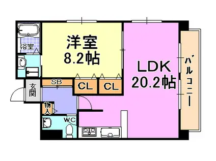 芦屋サニーガーデン(1LDK/9階)の間取り写真
