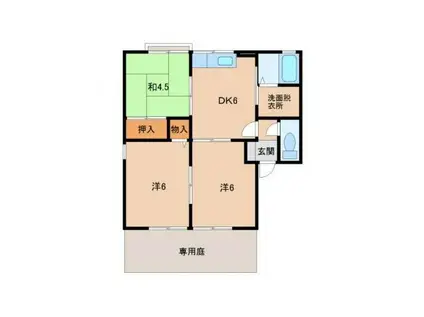 グリーンフルカマダII(3DK/1階)の間取り写真