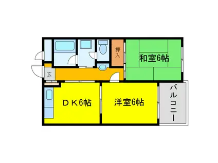 メゾン阪下(2DK/4階)の間取り写真
