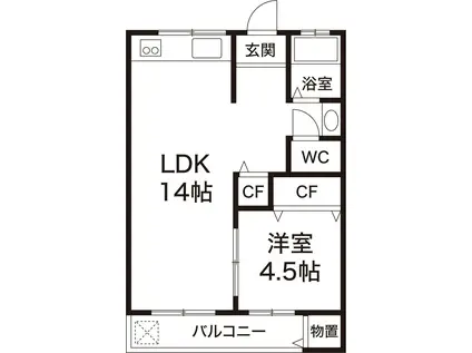 阪和ハイツ(1LDK/1階)の間取り写真