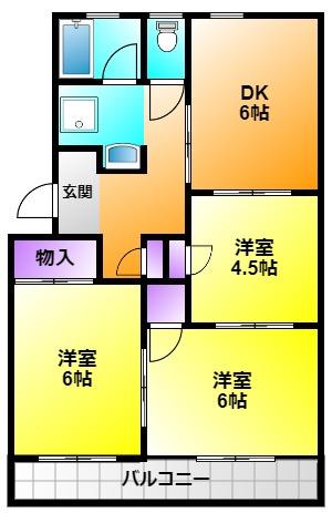 西ヶ崎グリーンハイツII(3DK/1階)の間取り写真