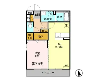 ポンテリーベA(1LDK/2階)の間取り写真