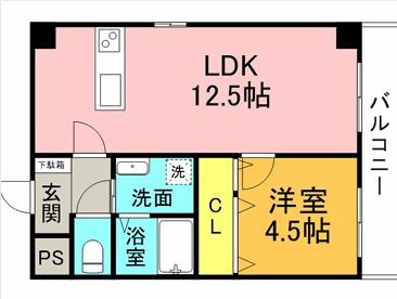 ウエムラグレース忠岡町(1LDK/2階)の間取り写真