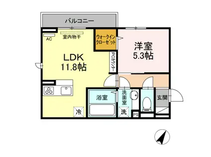 D-ROOM寺家駅前A棟  (1LDK/2階)の間取り写真