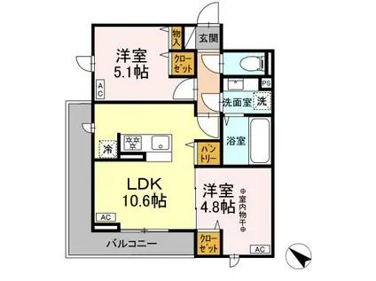 D-ROOM泉崎I(2LDK/3階)の間取り写真