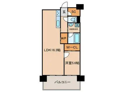 ニューガイア川崎NO.70(1LDK/3階)の間取り写真