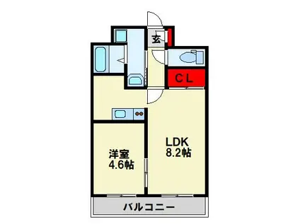 T-FLAT58(1LDK/4階)の間取り写真